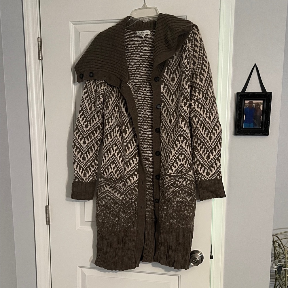 Banana Republic Brown and Cream Patterned Cardigan